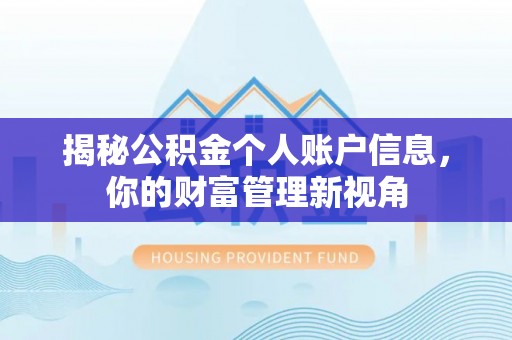 大内揭秘公积金个人账户信息，你的财富管理新视角